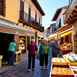"The Economic Pulse of Organized Tourism"**
    A vibrant, bustling scene in a picturesque Spanish rural village or an artisan market. Tourists of diverse ages are joyfully interacting with local vendors at stalls laden with traditional products like colorful ceramics, freshly baked bread, and artisan cheese. Sunlight streams onto the lively street, highlighting the smiles on the faces of the vendors, symbolizing prosperity and the direct economic injection from tourism. In the background, traditional Spanish architecture, possibly with a hint of a mountain range like Gredos or the rolling hills of Andalusia. Focus on warm, inviting colors and detailed textures.

2.  **Prompt for