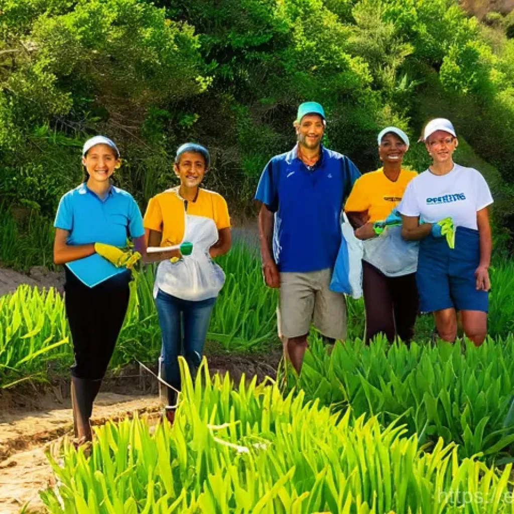 관광 정책 - **Prompt 1: Sustainable Community Engagement in Nature**
    "A vibrant, high-angle wide shot of a d...