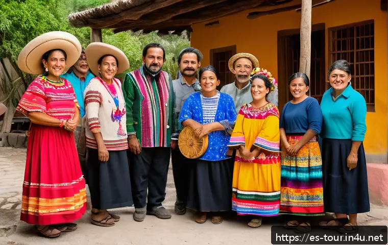 관광 개발 프로젝트 - A vibrant community meeting in a small Mexican village, with diverse local residents including men, ...