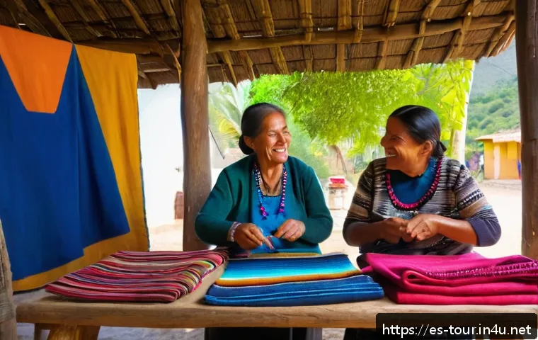 지속 가능한 관광 개발 모델 - A vibrant scene of community-based tourism in a small indigenous village in Mexico, featuring local ...