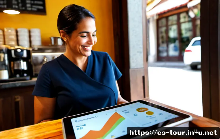 Home 17 고객 만족도 조사 - Photorealistic customer satisfaction survey scene in a welcoming Spanish neighborhood café, a middle...