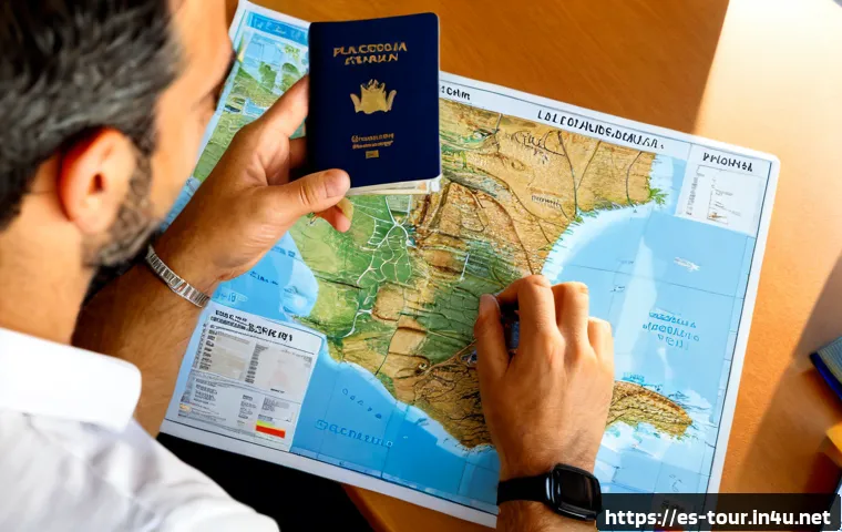 Home 17 여행업 - Photorealistic travel agency consultation in a bright modern office in Barcelona, friendly Spanish-s...