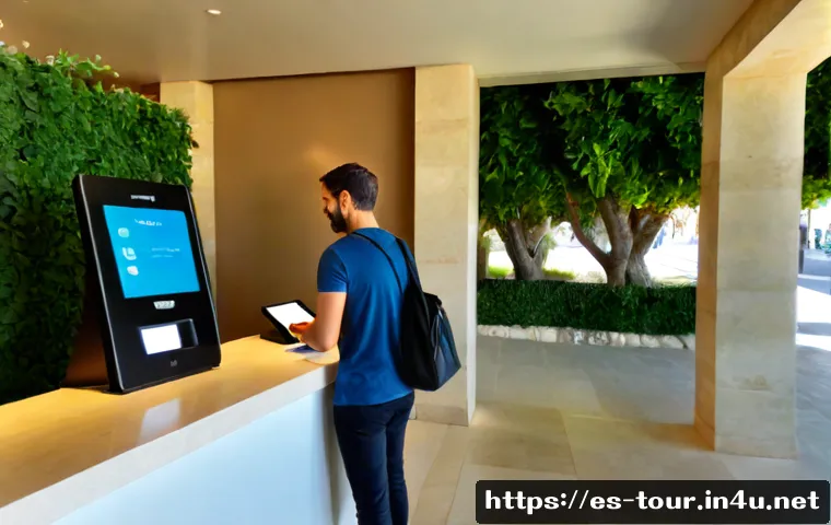 관광산업의 혁신적 변화 - Photorealistic modern tourism innovation scene in a sunlit Mediterranean Spanish city, diverse adult...